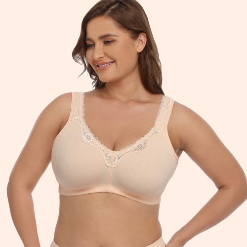 Plus Lace Trim Comfortable Wireless Bra